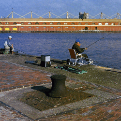 Fischen in Hafenbecken, Hafenanlagen, traditionelles Revier 