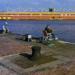 Fischen in Hafenbecken, Hafenanlagen, traditionelles Revier