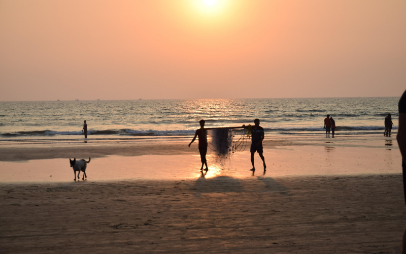 Strand von Goa. Angeln am Traumstrand – Fangfrischer Fisch